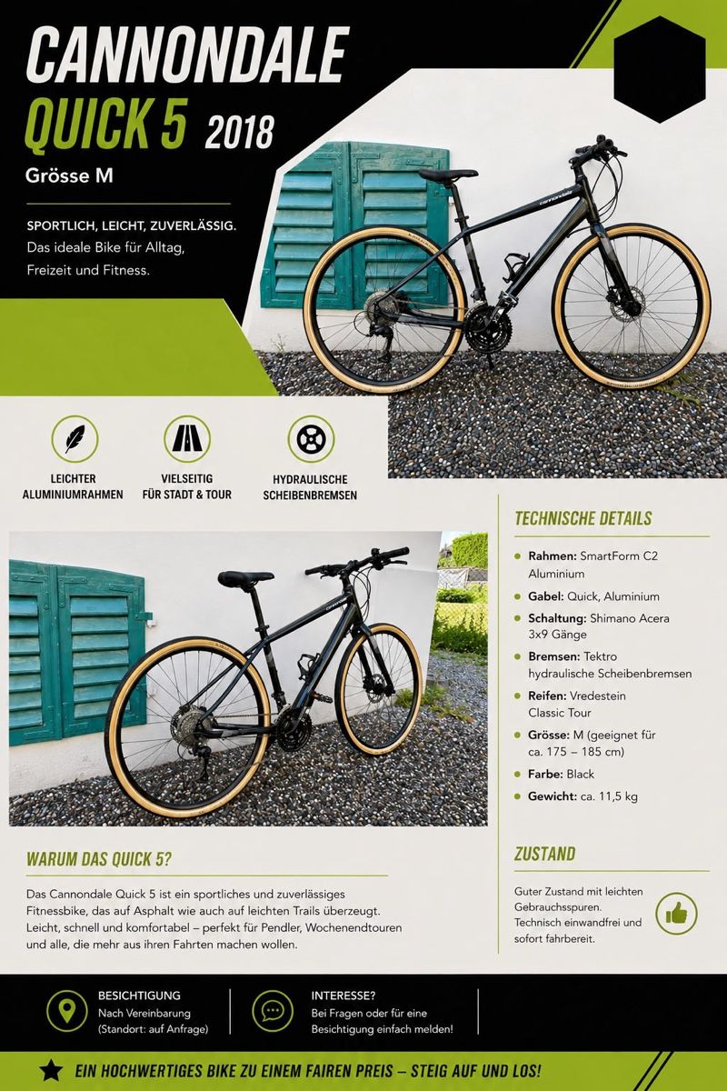 Cannondale Velos: Cannondale Quick 5 – Gebraucht aus Richterswil von philphilipp