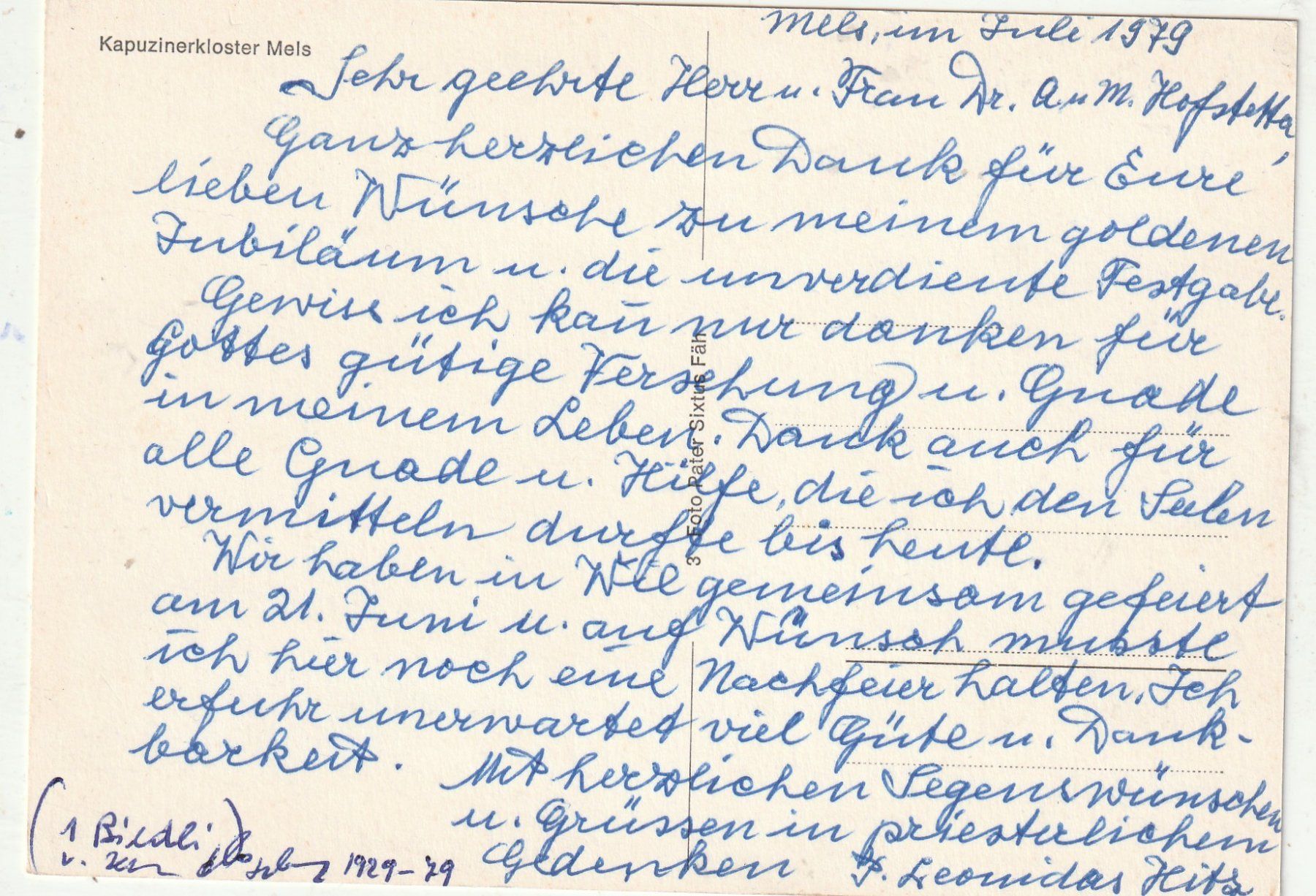 Ansichtskarten: Kapuzinerkloster Mels – Gebraucht aus Lumbrein von made02 1