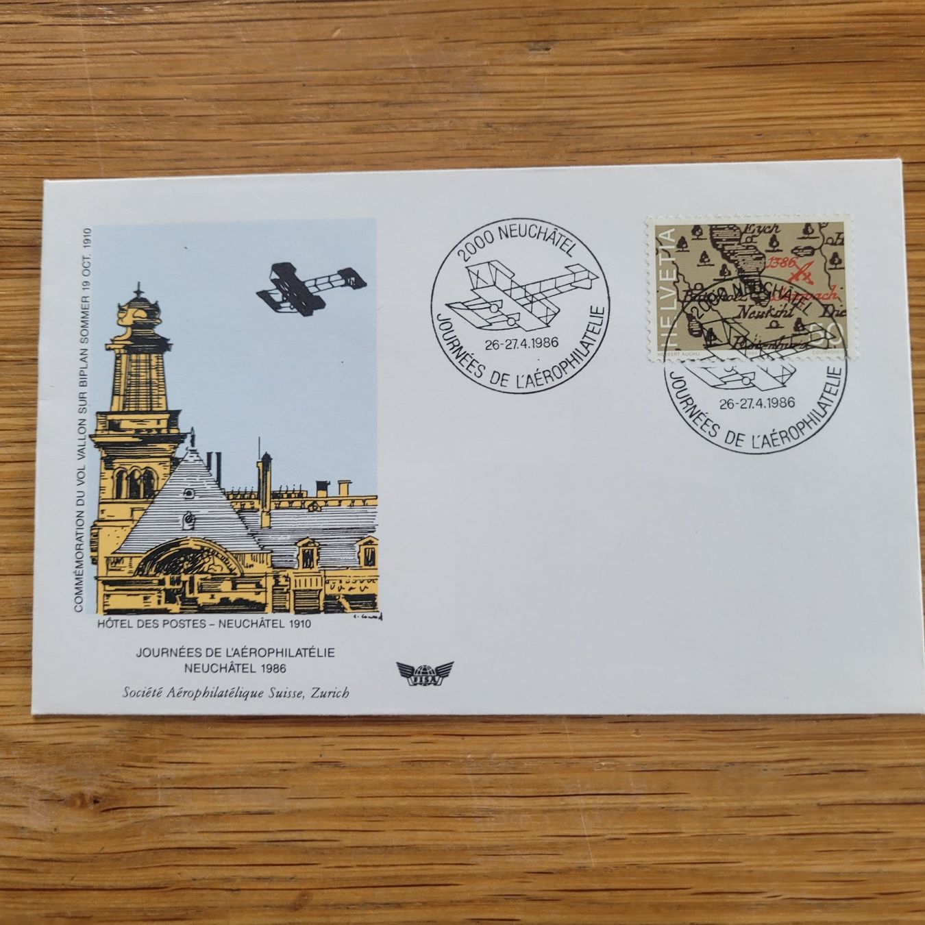 Alle Briefmarken: Luftpost Neuchâtel 1986 – Gebraucht aus Biel/Bienne von Destockweb