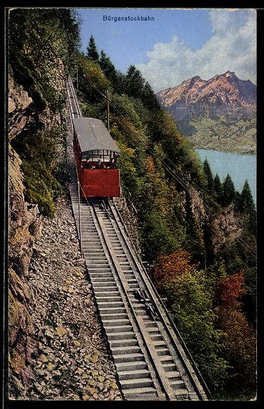 Cartoline postali: Bürgenstockbahn, Bergbahn bei der Talfa – Usato da Berlin venduto da bartko-reher
