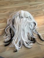Perücke lang schwarz weiss für Kostüm