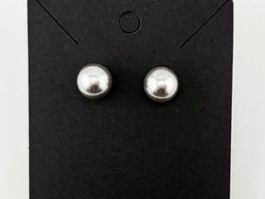 Ohrringe Perlen Ohrstecker in Silbergrau 10 mm