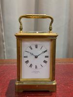 Antike Reiseuhr, London, 19. Jh., Messinggehäuse verglast