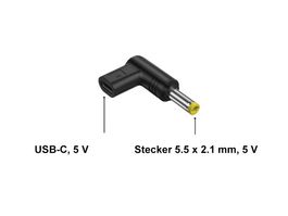 USB-C to 5.5 x 2.1 mm, male, 5V Adapter