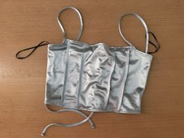 Babyblaues schimmerndes Tube Top korsettartig