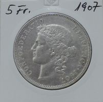 5 Franken 1907ss- vz Silber