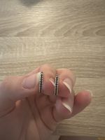 Silber Ohrringe Creolen mit schwarzem Spinell