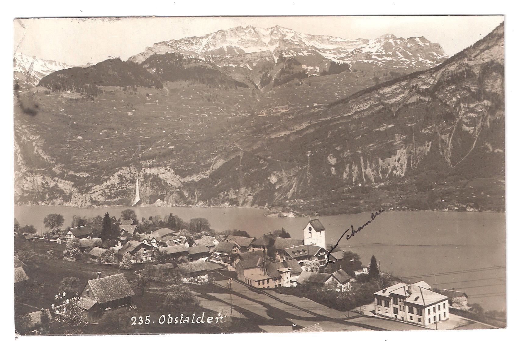 Cartoline postali: 9.8.23 Flugbild Dorf Obstalden o/Walensee – Usato da Zürich venduto da Hagliweg
