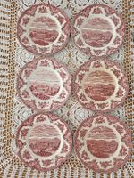 6 x VINTAGE TELLER "OLD BRITAIN CASTLES" PINK-JOHNSON BROS