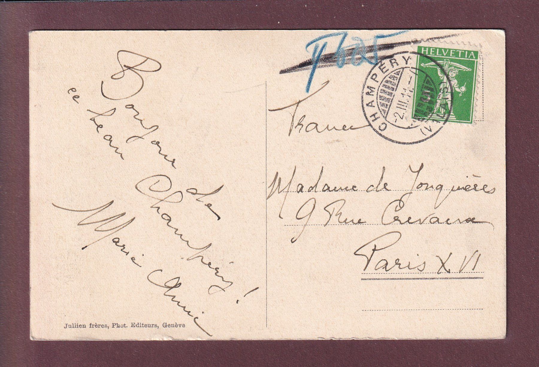 Cartes postales: CHAMPERY - Les Galeries - 1911 – D'occasion à Pully par nicecards 1
