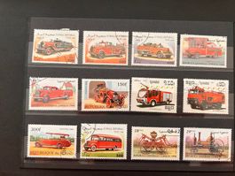 Lot mit Feuerwehrauto-Briefmarken ganze Welt  (R398)