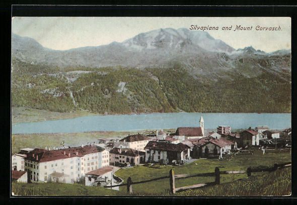Ansichtskarten: Silvaplana, Ortsansicht mit Mount Corvas – Gebraucht aus Berlin von bartko-reher