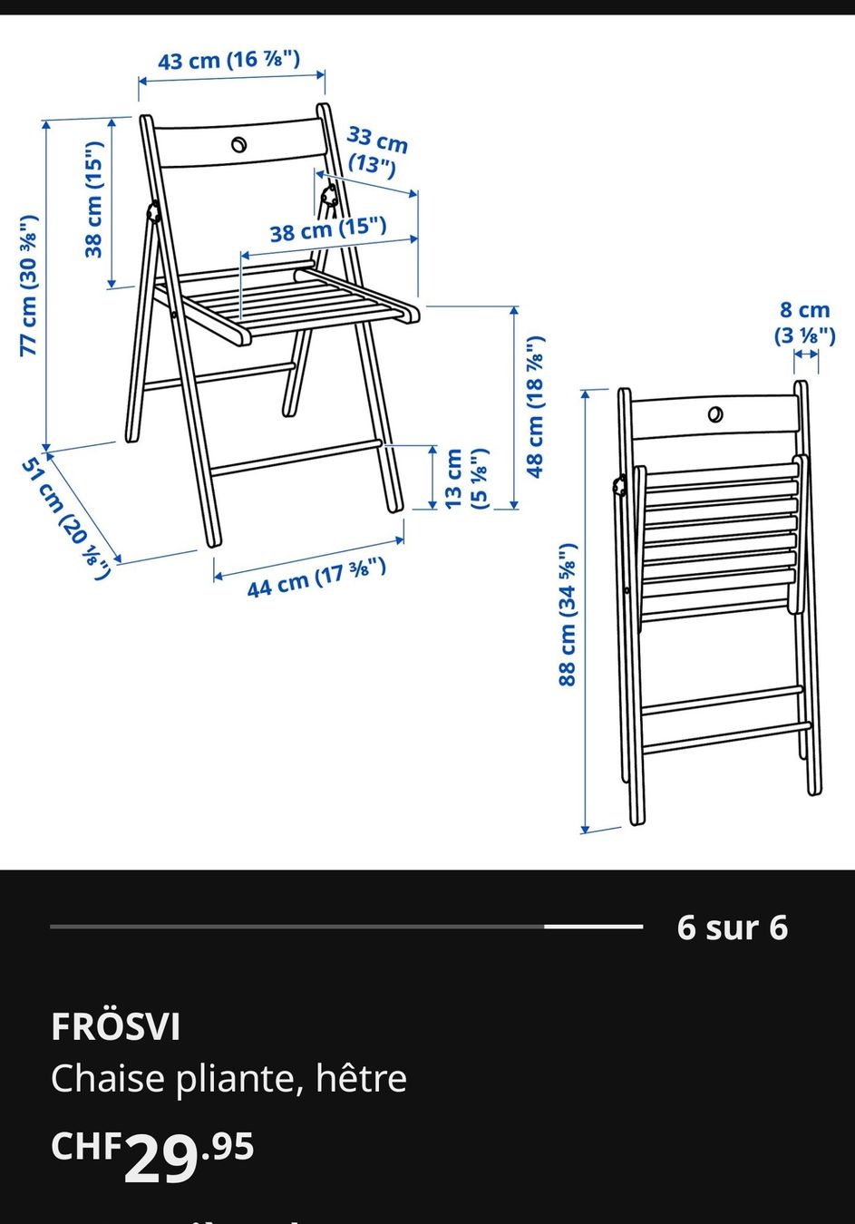 Ikea Stühle: Chaise pliante bois  – Neu (gemäss Beschreibung) aus Lussery-Villars von xbe_2tww 1