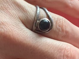 Silberrring schwarze Kugel (54)