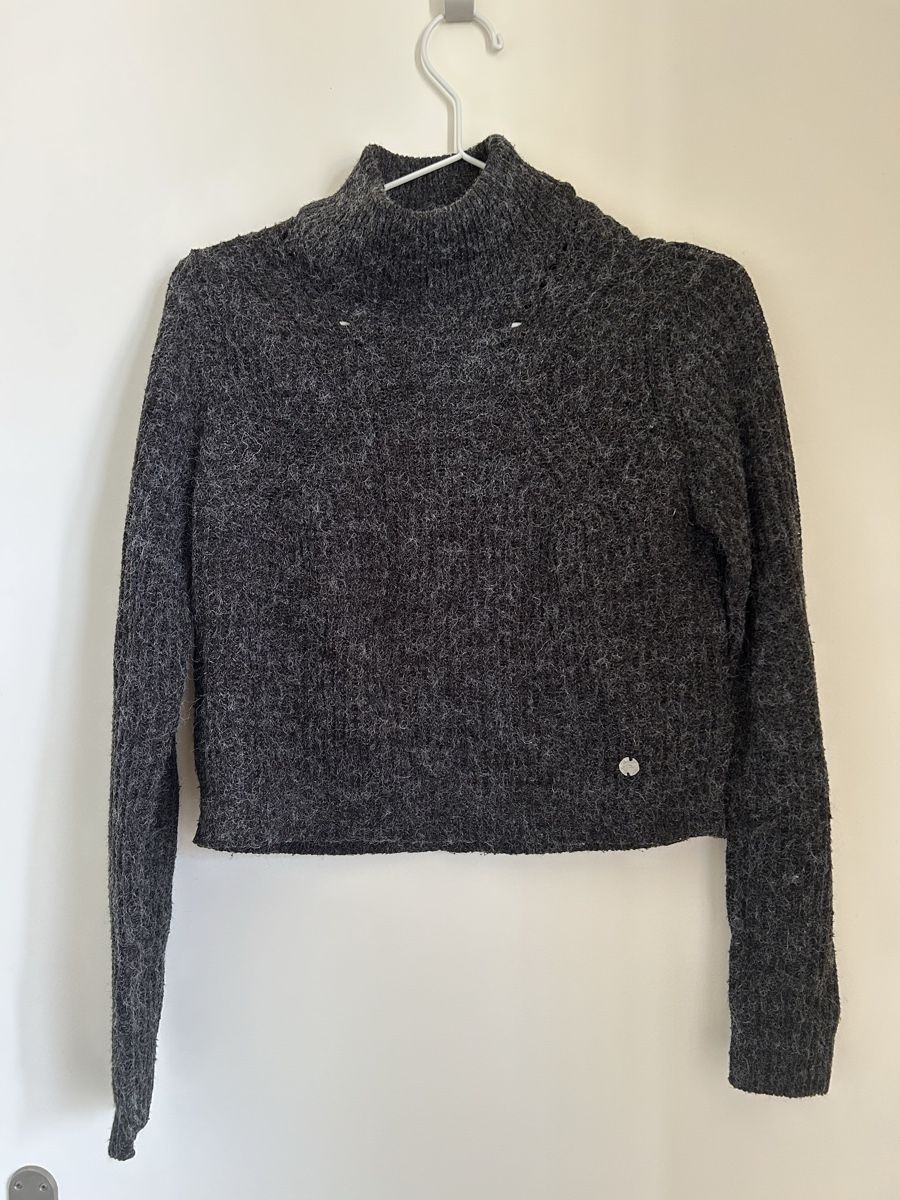 Only Maglioni & Felpe: ONLY grauer Strickpullover cropped, Größe S – Usato da Uster venduto da xBeccax