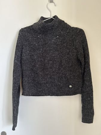 ONLY grauer Strickpullover cropped, Größe S