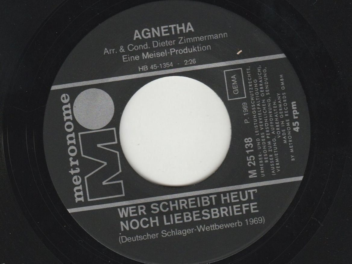 Schallplatten: Agnetha Fältskog (vor ABBA 1969) 7" Vinyl Single – Gebraucht aus Tübach von JamesStone