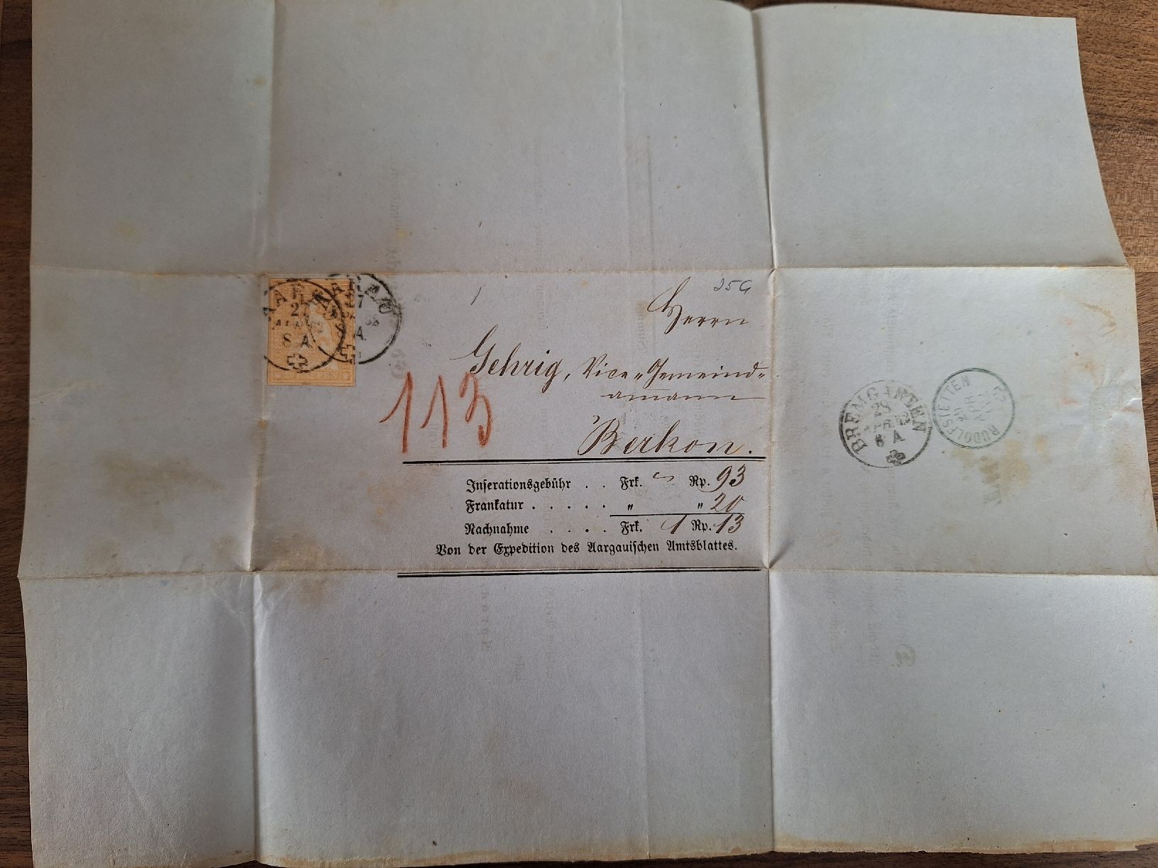 Tutti i francobolli: Strubelbrief 25G Aarau – Usato da Balgach venduto da SIMEON27 2