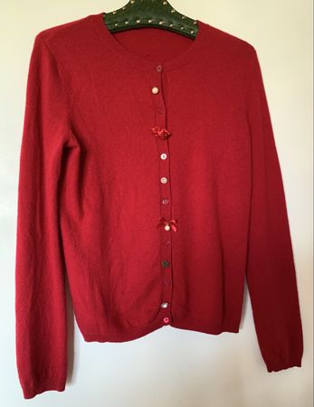 Cardigan rouge Peter Hahn 100% cachemire, Taille 36/38.