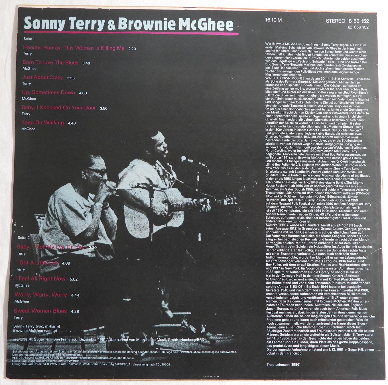 Dischi in vinile: Sonny Terry & Brownie McGhee DDR 1986 – Usato da Dübendorf venduto da mar_85sd 1