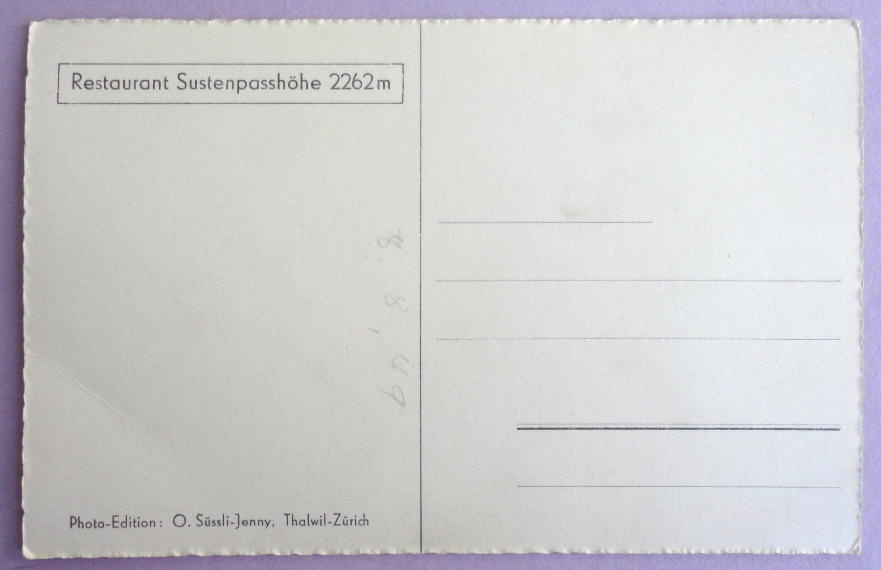 Cartoline postali: Sustenstrasse, Hotel Steingletscher 1866 m – Usato da Fétigny venduto da Billy2miny 1