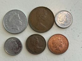 6 Britische Münzen ab Jahrgang 1971
