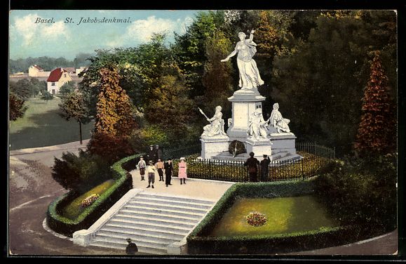 Cartoline postali: AK Basel, St Jakobsdenkmal – Usato da Berlin venduto da bartko-reher