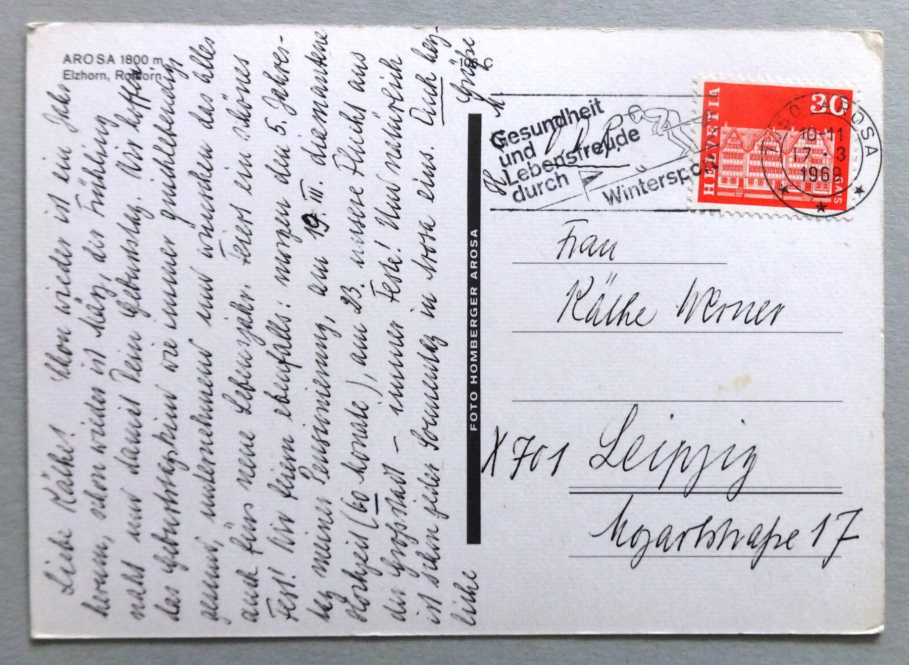 Cartoline postali: Arosa 1800 m – Usato da Fétigny venduto da Billy2miny 1