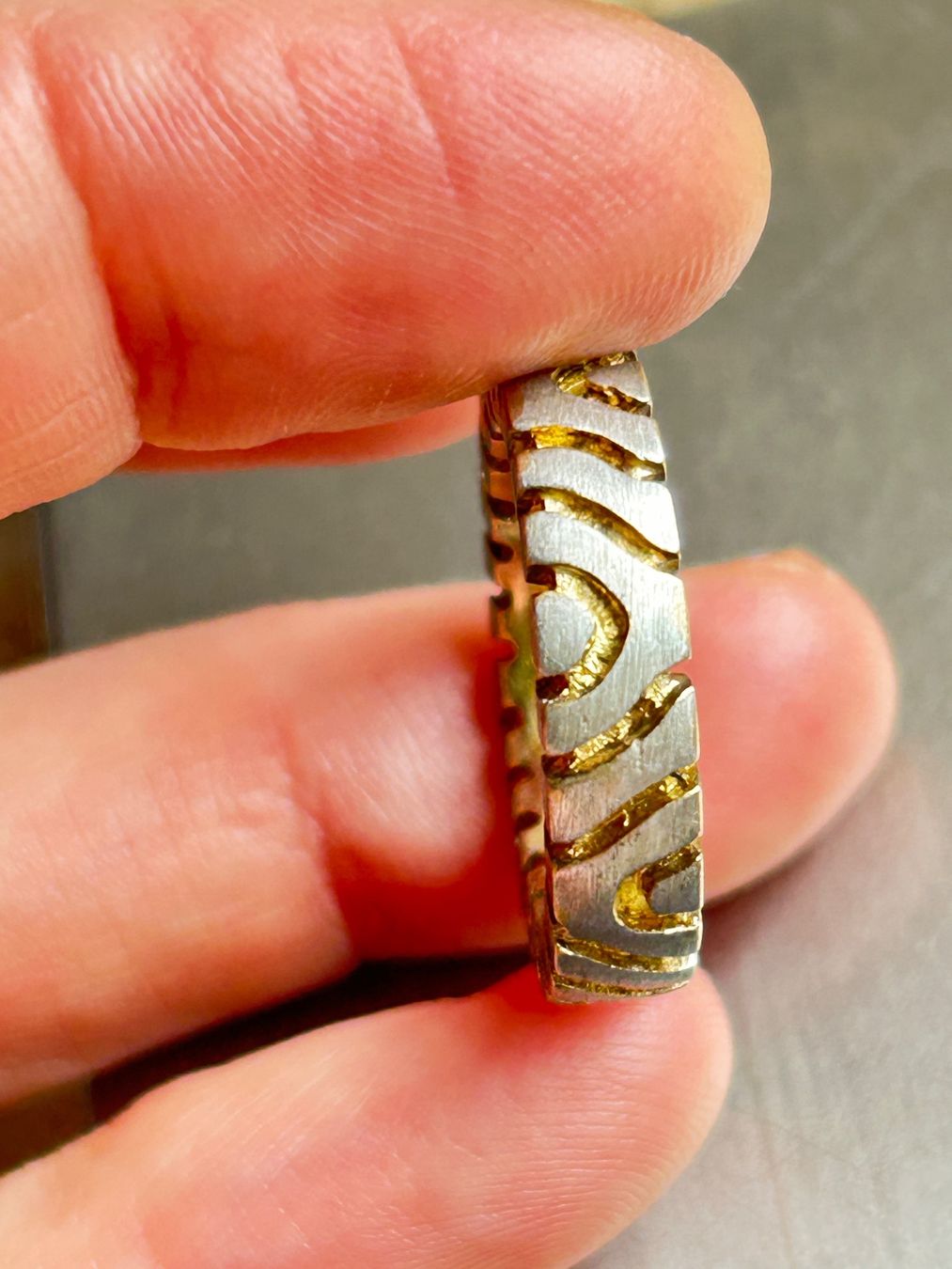 Ringe: Silber Ring 54 - geometrisches Muster, Vintage – Gebraucht aus Basel von bellespirit 9