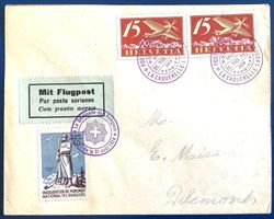 1924 Flugpost / Les Rangiers mit Vignette