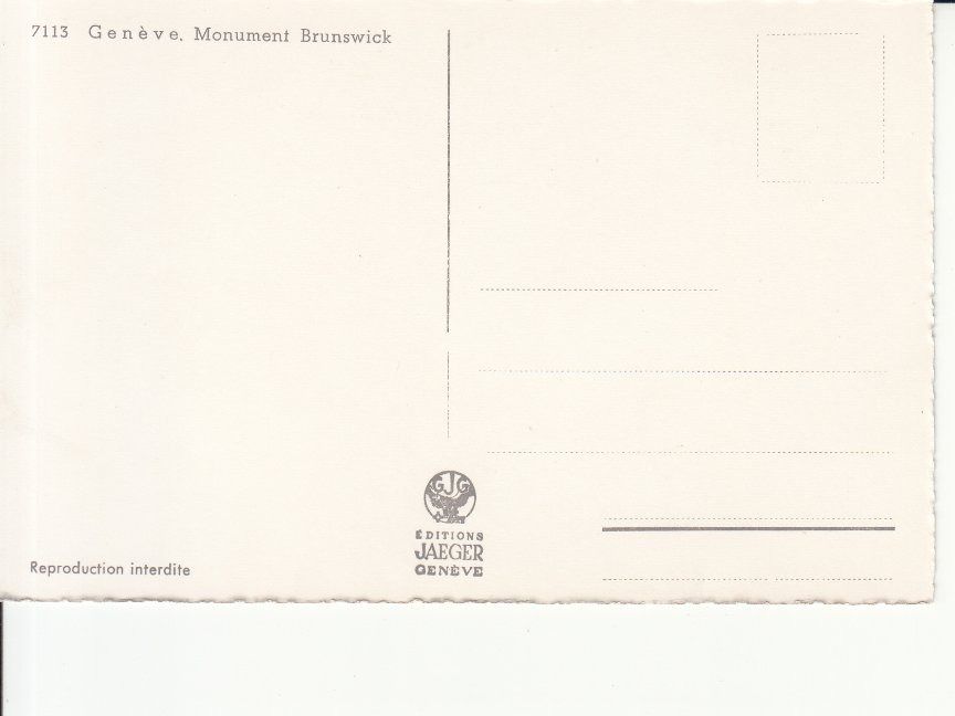 Cartoline postali: Genève Brunswick ca. 1950 – Usato da Bürglen TG venduto da StampGraf 1