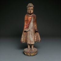 Burma Buddha Statue Teak Holz Skulptur Myanmar Figur alt