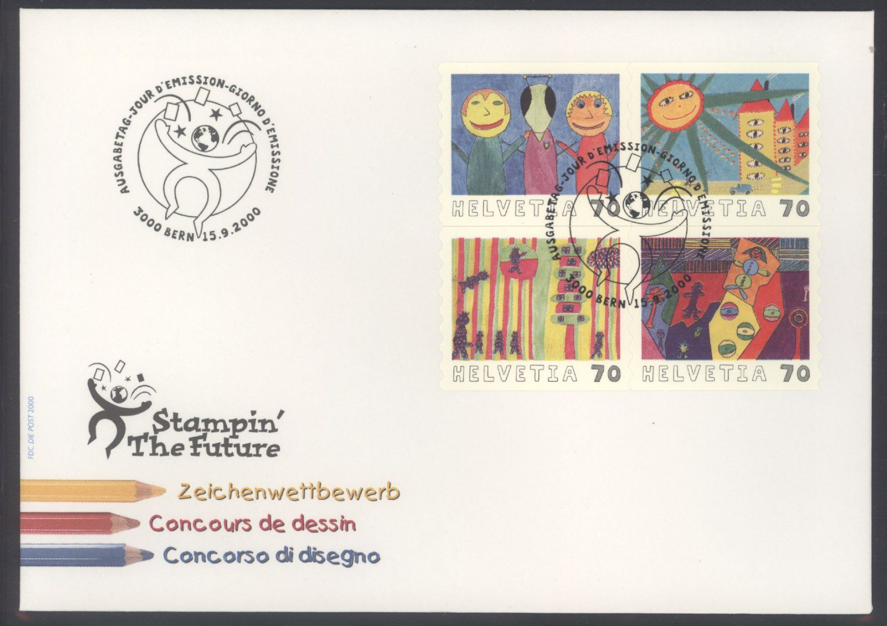 Tutti i francobolli: 2000, FDC, Kinderzeichenwettbewerb – Usato da Willisau venduto da Vollstempel