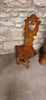 Holzstuhl Schnitzerei mit Blumenmuster Landhausstil Antik