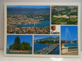 Genf Postkarte Jet d'Eau Palais des Nations Schweiz ca10 x14