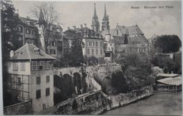 Postkarte 1918 Basel mit Münster und Pfalz