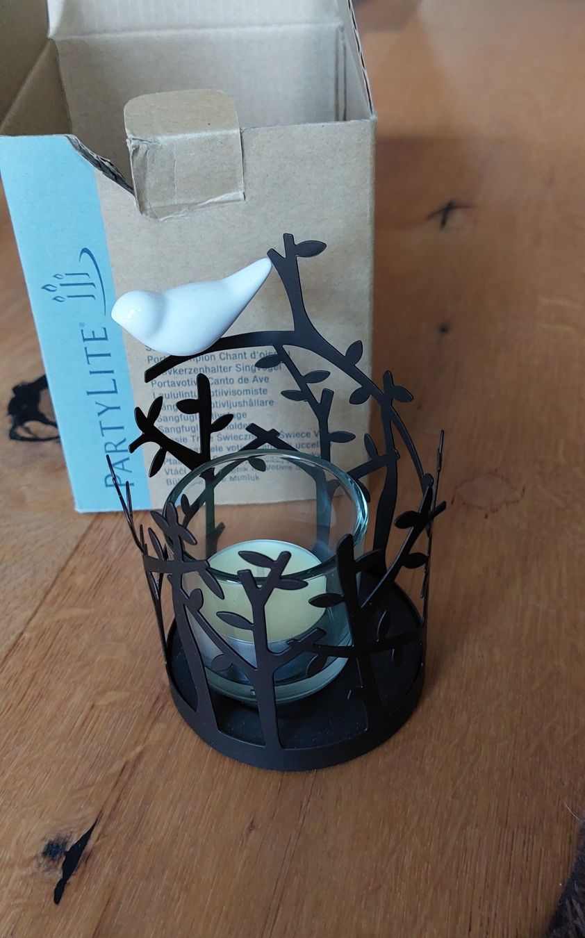 Partylite Kerzenständer: PartyLite Kerzenhalter Singvogel schwarz – Neu und originalverpackt aus Oberstocken von Paemi