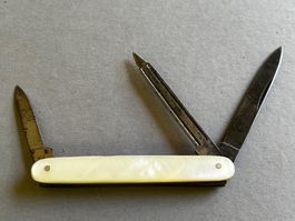 Antikes Perlmutt-Sackmesser F. KIENAST Zürich 72 mm - selten