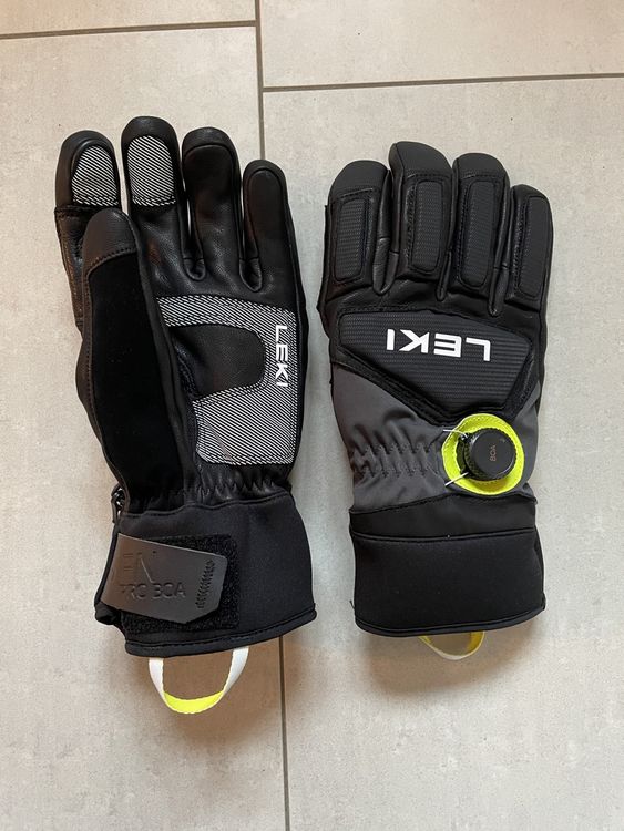 Lyžařské rukavice Leki Griffin Pro 3D - black-lime-white 10.0