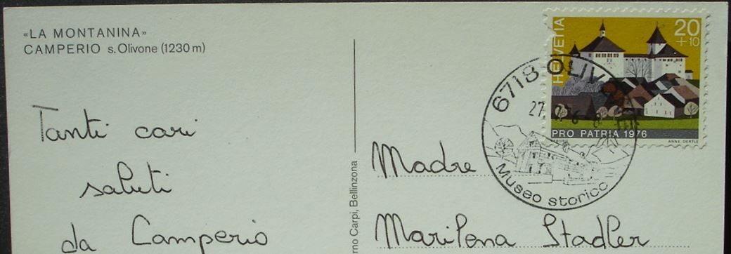 Cartoline postali: CAMPERIO s. Olivone La Montanina – Usato da Jona venduto da philajona 1