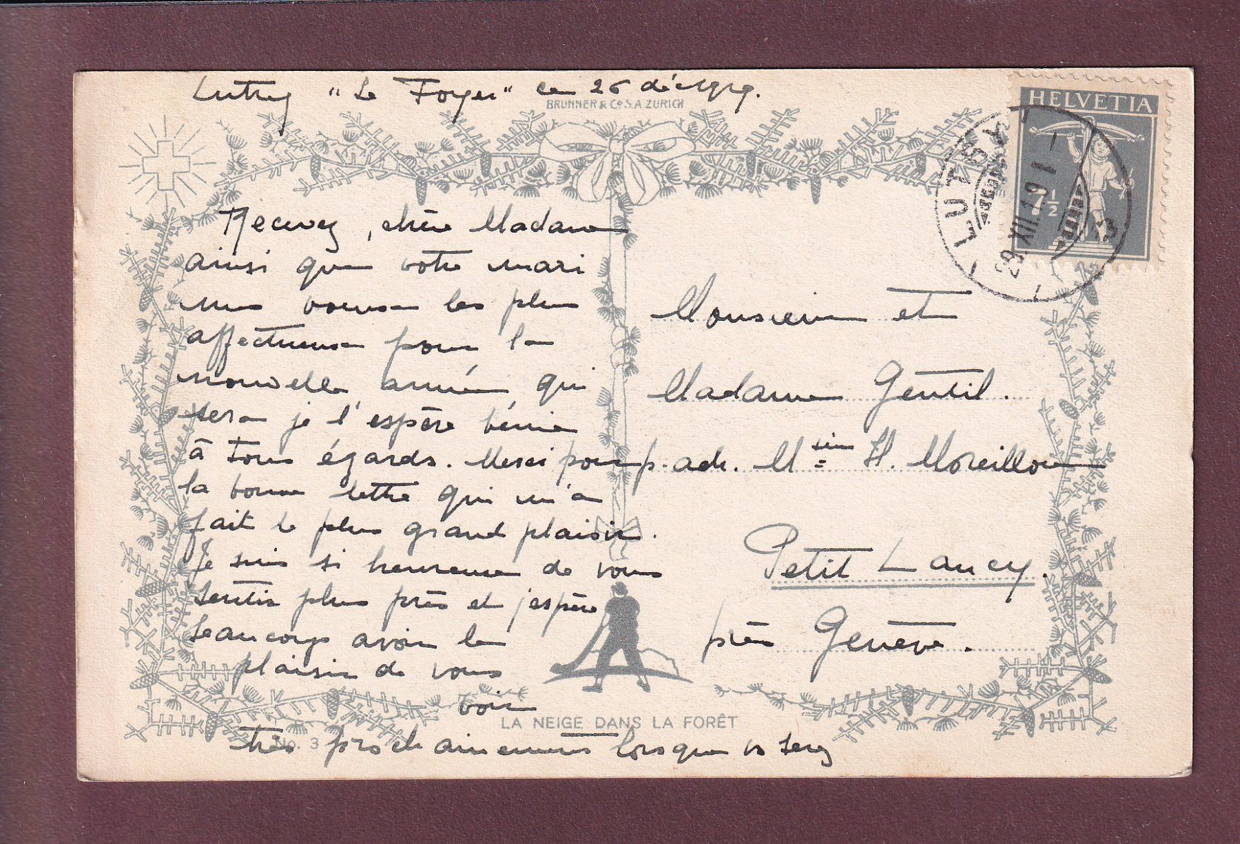 Cartes postales: La neige dans la FORÊT - 1919 – D'occasion à Pully par nicecards 1