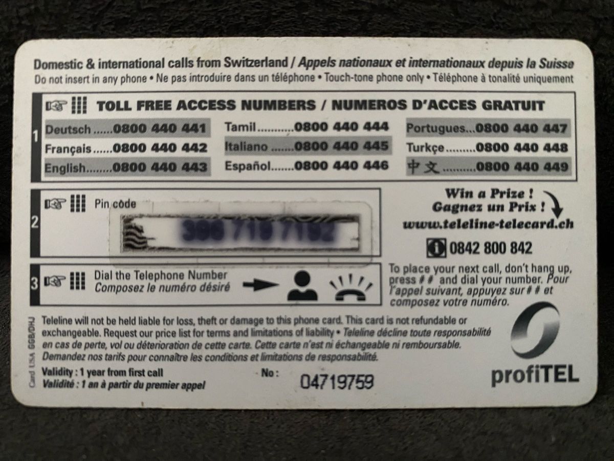 Cartes de téléphone: Teleline  – D'occasion à Lausanne par babacard10 1