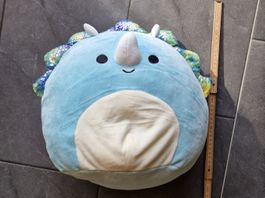 Squishmallow Stofftier Dino Triceratops hellblau
