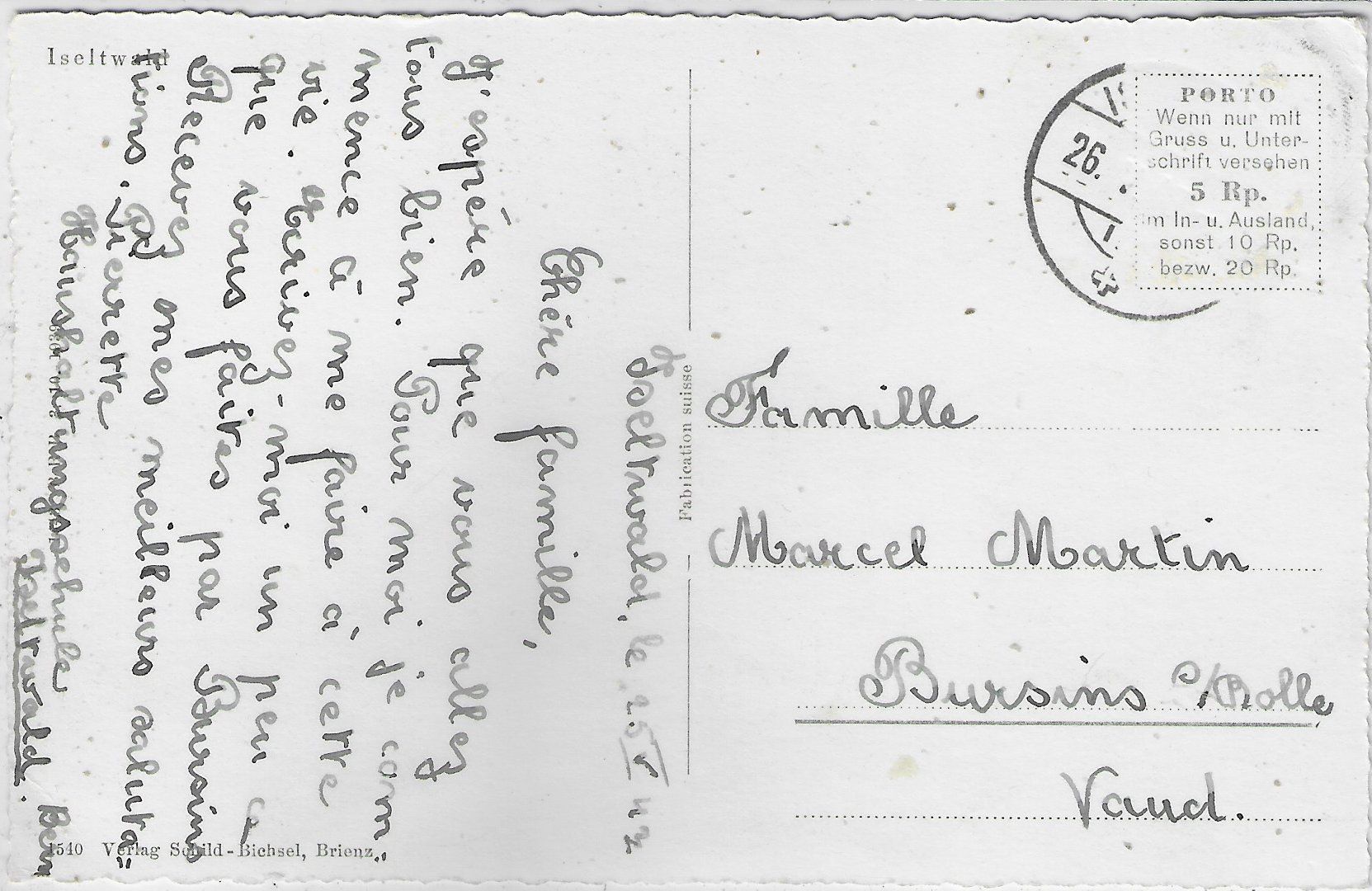 Cartoline postali: Iseltwald von oben – Usato da Ettingen venduto da Kartenplanet 1