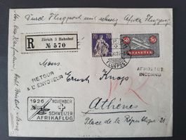 1926, Schöner Flugpostbeleg (Schweizer Afrikaflug)