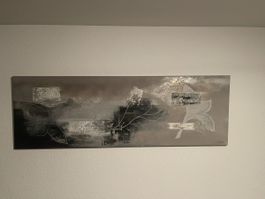 Modernes Wandbild, Leinwand, Grau-Silber Töne, Top Zustand