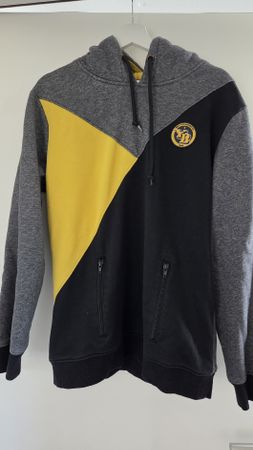 YB Sweatshirt mit Kapuze in Grau/Gelb Gr. L