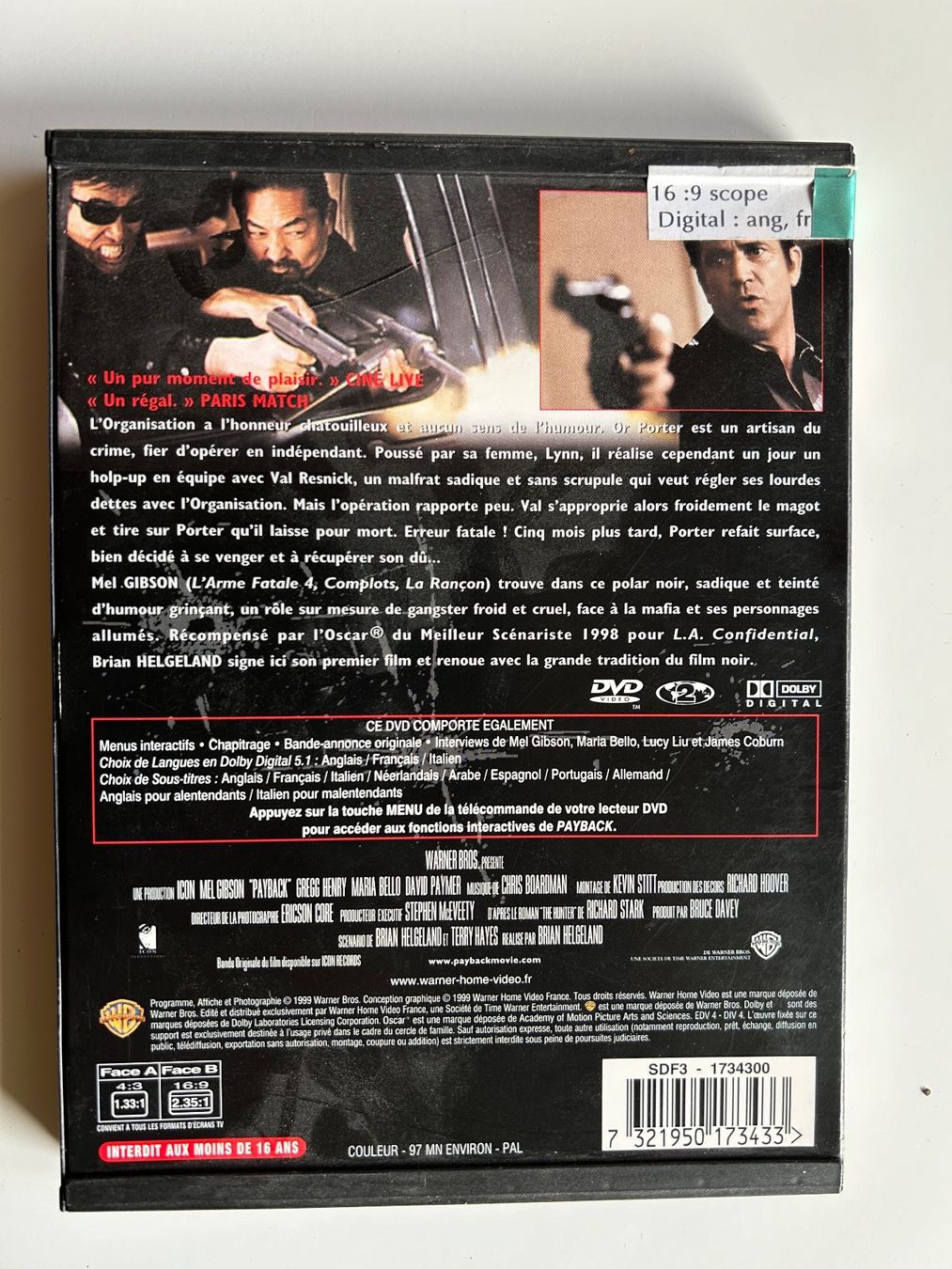 Tutti i DVDs: PAYBACK (MEL GIBSON) – Usato da St-Cierges venduto da Crisi53 1