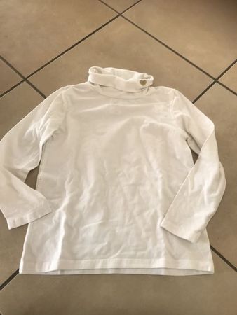 Mädchen Rollkragen weiss mit Herz 116