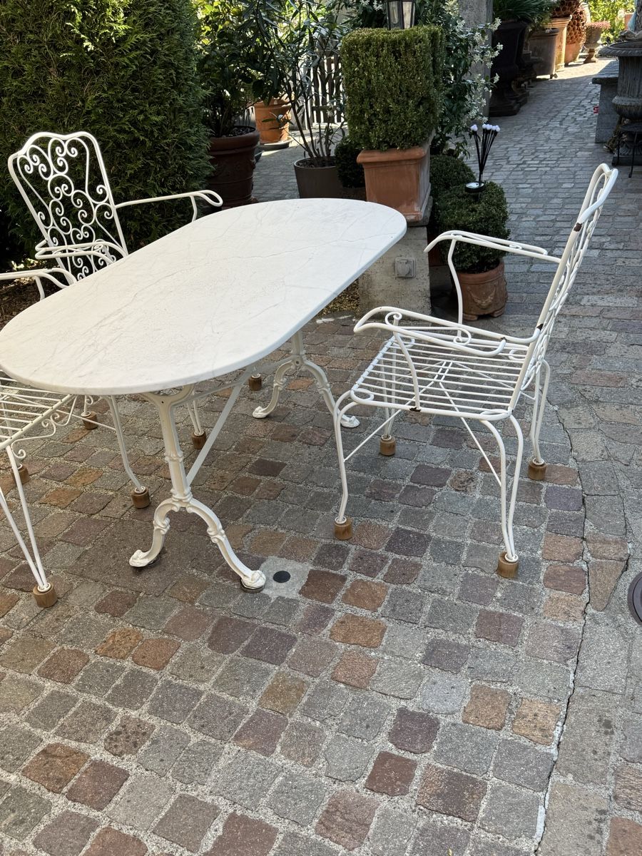 Set di tavolo e panche: GARTENTISCH MARMOR + 3 STÜHLE – Usato da Zofingen venduto da duke019 2